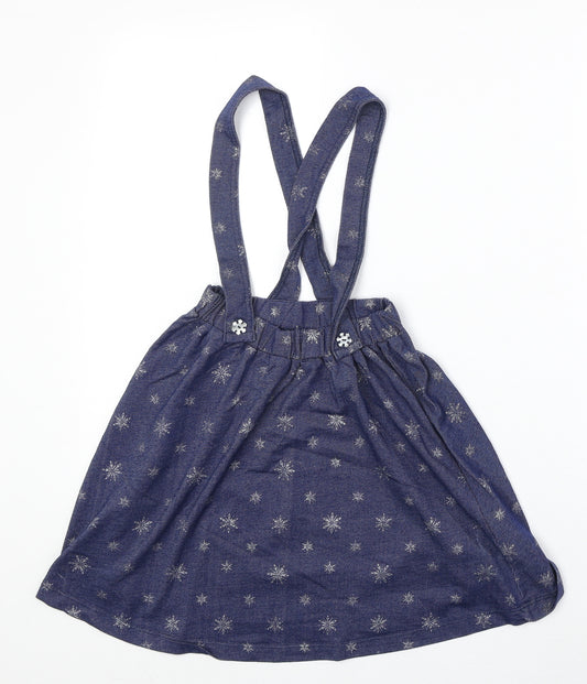 Character Girls Blue Geometric Cotton A-Line Skirt Size 5-6 Years Regular Pull On - Star Print