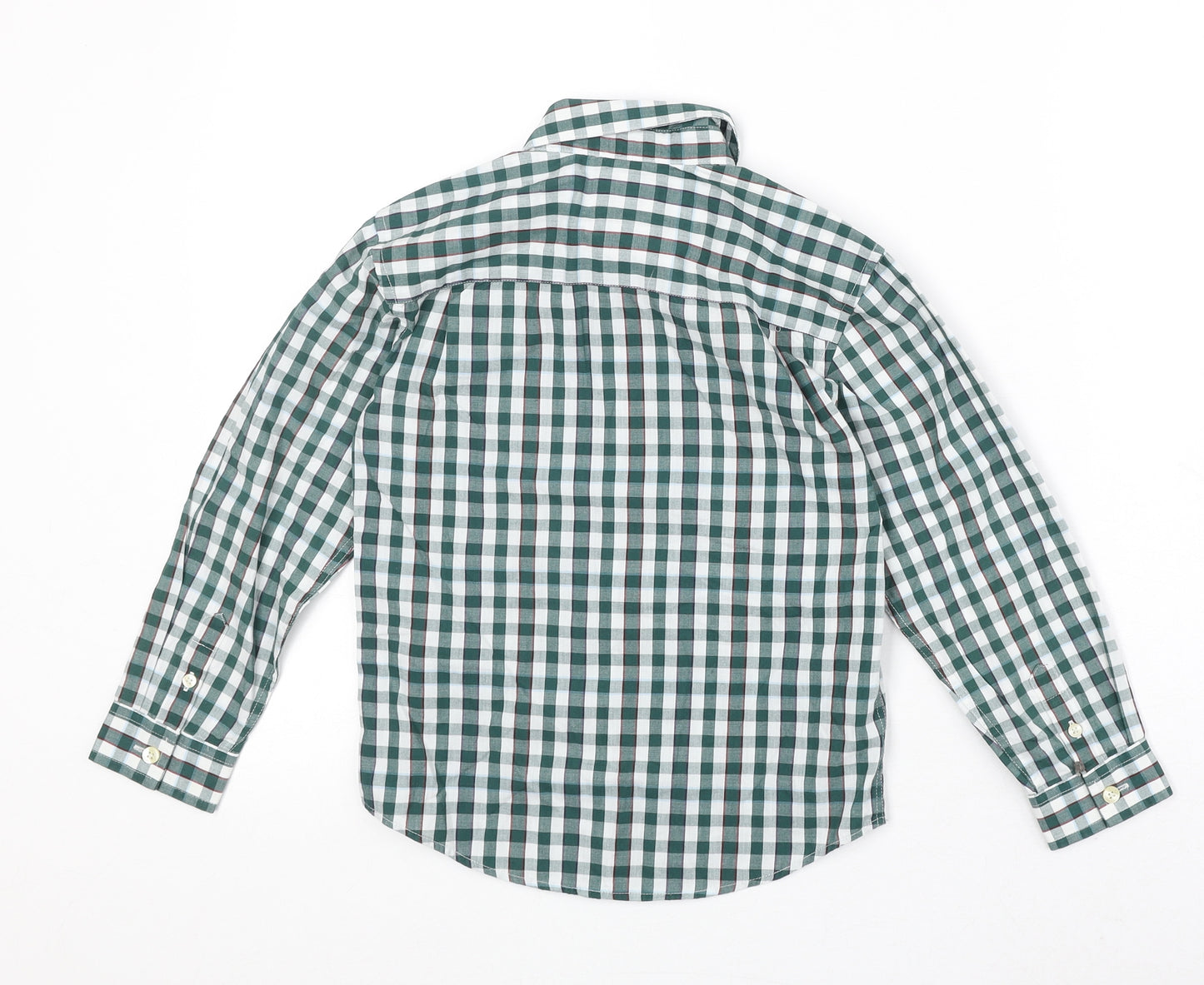 Penguin Boys Green Gingham Cotton Basic Button-Up Size 5-6 Years Collared Button