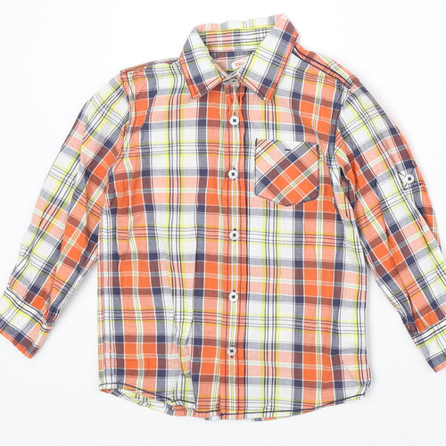 Blue Zoo Boys Orange Plaid Polyester Basic Button-Up Size 6 Years Collared Button