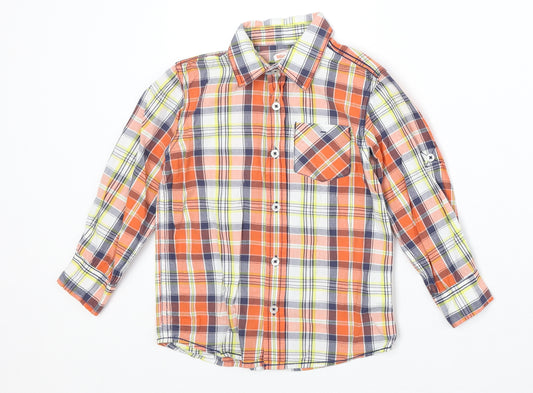 Blue Zoo Boys Orange Plaid Polyester Basic Button-Up Size 6 Years Collared Button