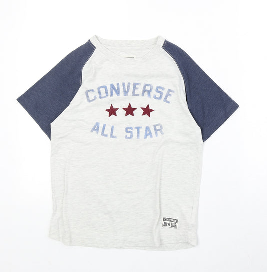 Converse Boys Grey Cotton Basic T-Shirt Size 8-9 Years Round Neck Pullover - Age 8-10 Years