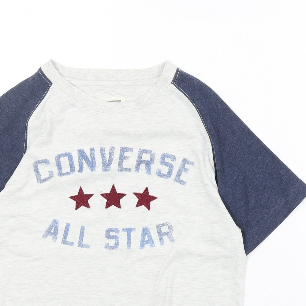 Converse Boys Grey Cotton Basic T-Shirt Size 8-9 Years Round Neck Pullover - Age 8-10 Years