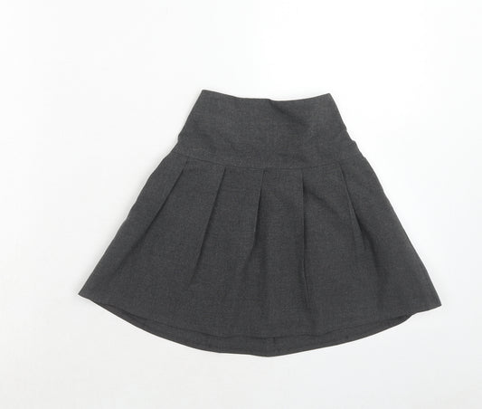 Marks and Spencer Girls Grey Polyester Flare Skirt Size 5-6 Years Regular Pull On