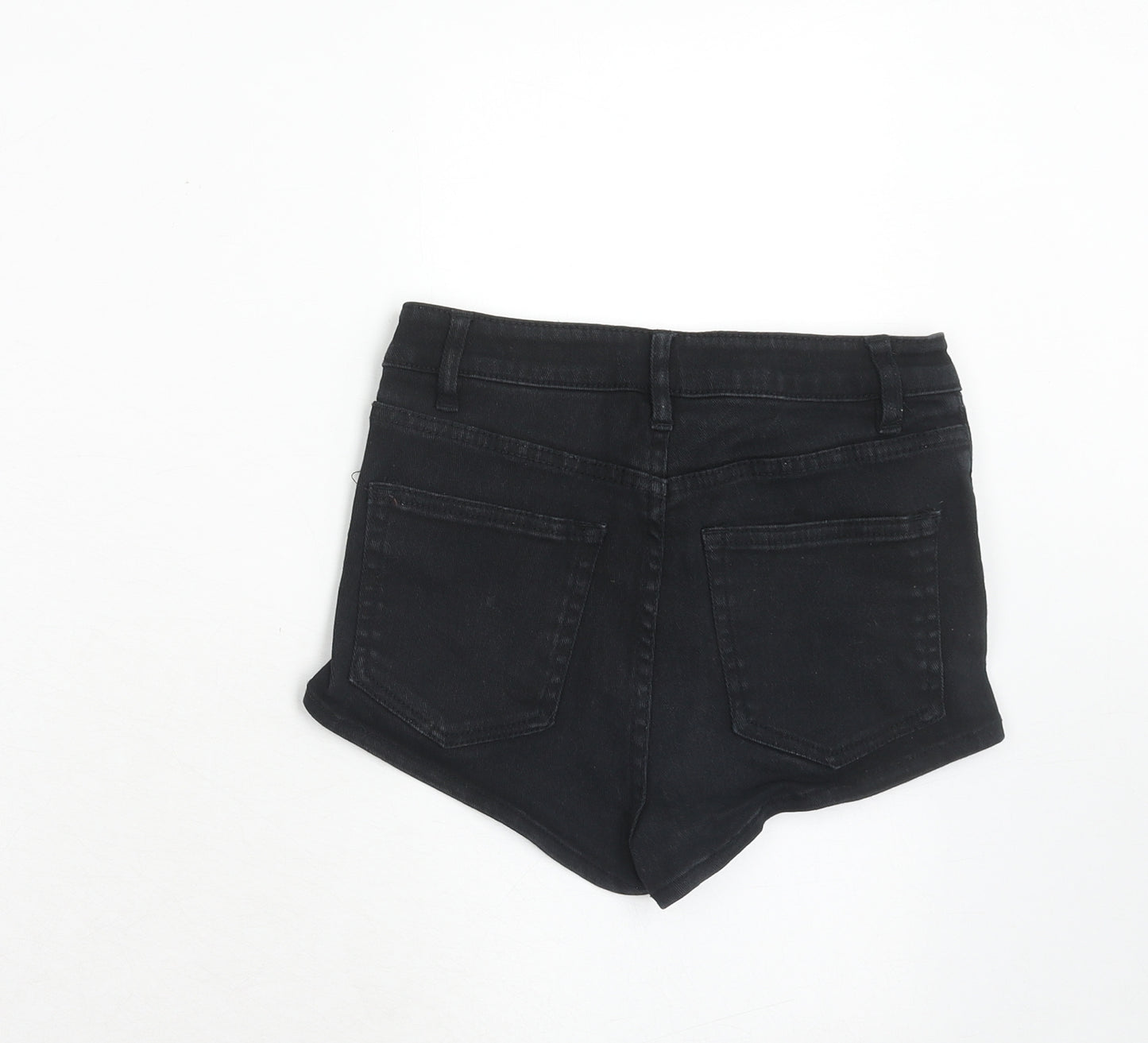 H&M Womens Black Cotton Boyfriend Shorts Size 4 Regular Zip