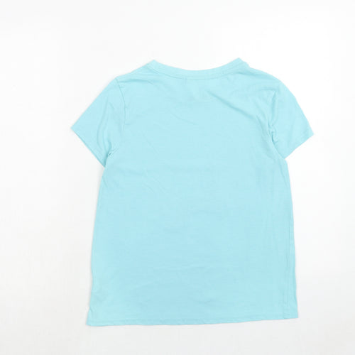 NEXT Girls Blue Cotton Basic T-Shirt Size 12 Years Round Neck Pullover - Unicorn