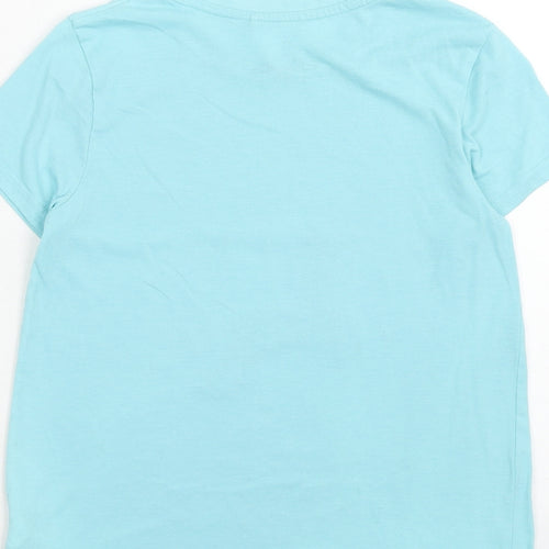 NEXT Girls Blue Cotton Basic T-Shirt Size 12 Years Round Neck Pullover - Unicorn