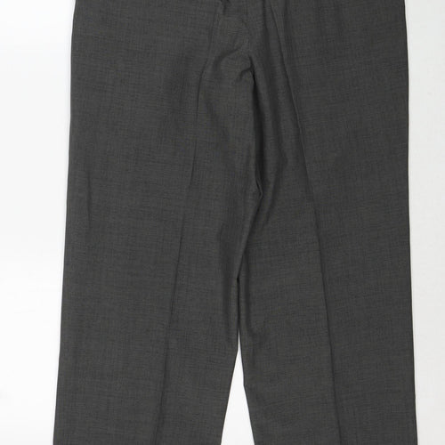 Kurt Muller Mens Grey Polyester Dress Pants Trousers Size 34 in Regular Zip