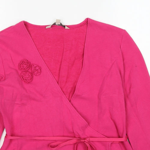 RW&CO Womens Pink Cotton Wrap Blouse Size M V-Neck