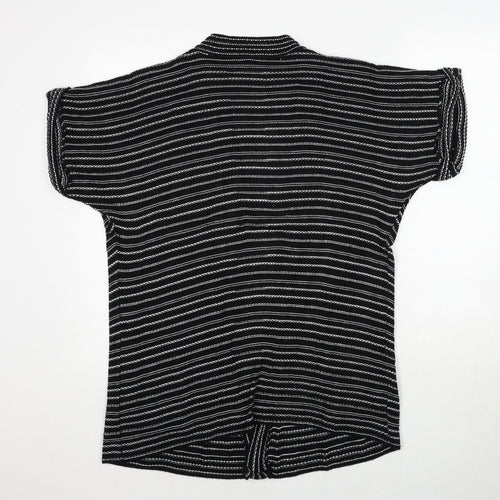 Silence + Noise Womens Black V-Neck Striped Acrylic Cardigan Jumper Size S