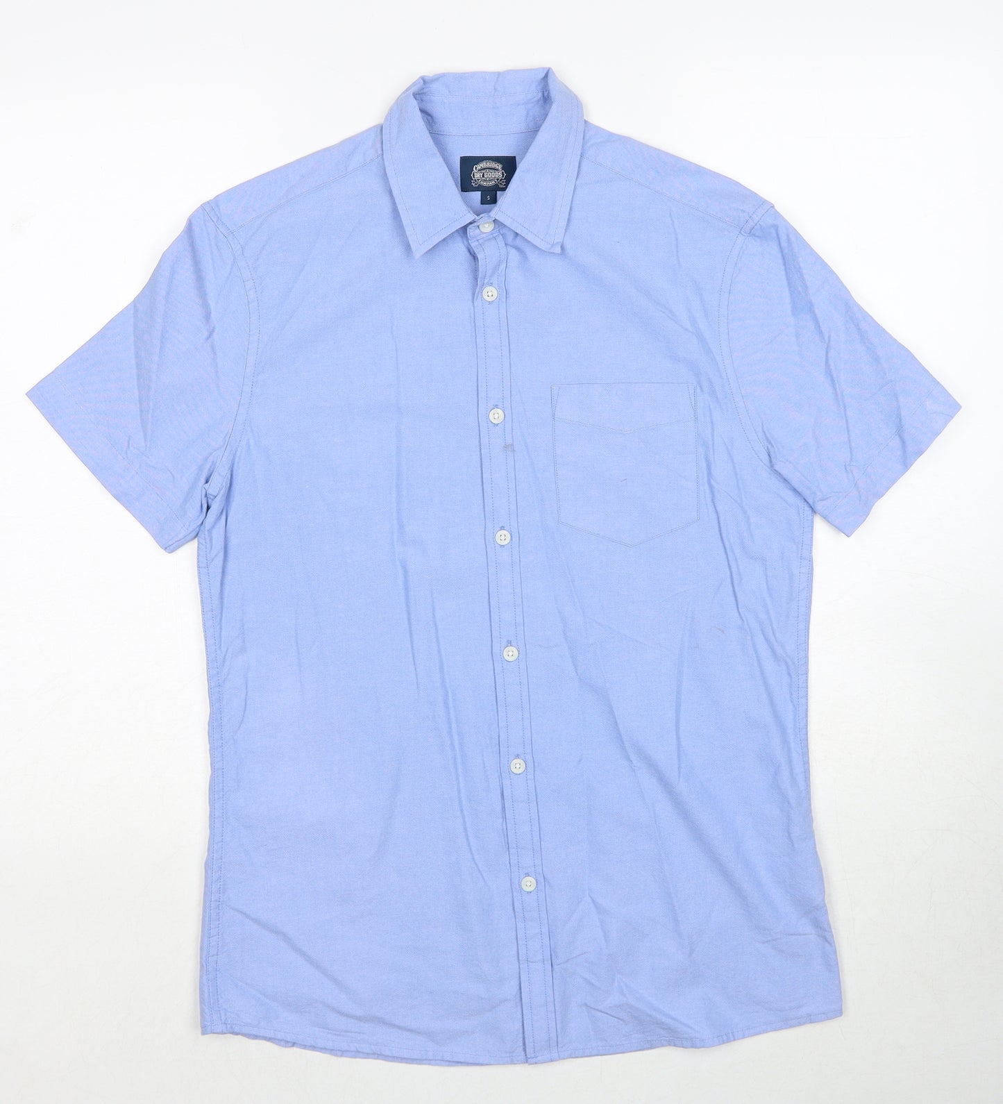Cambridge Dry Goods Mens Blue Cotton Button-Up Size S Collared Button