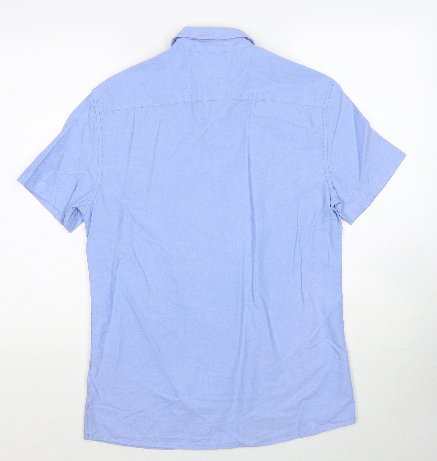 Cambridge Dry Goods Mens Blue Cotton Button-Up Size S Collared Button