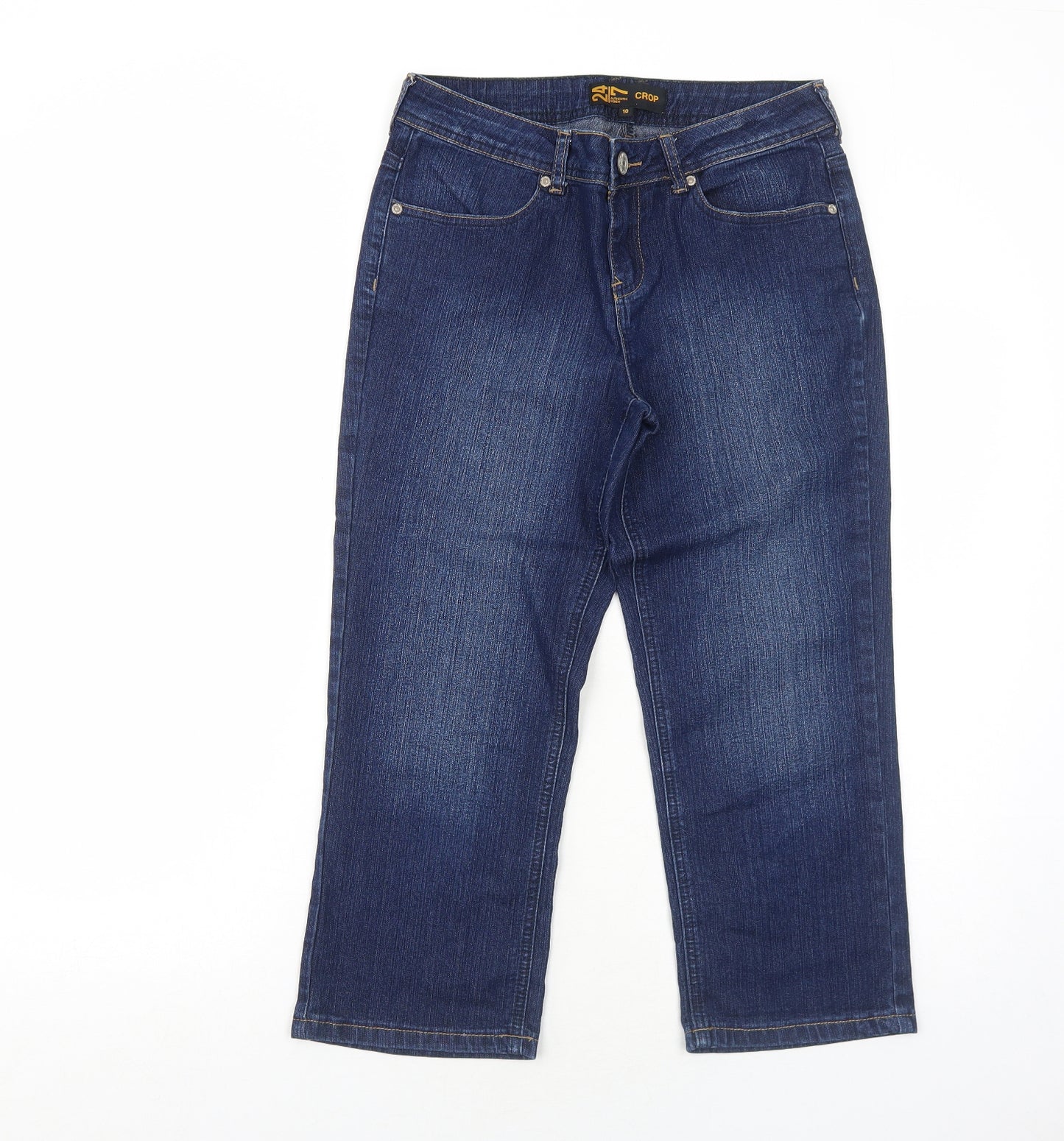 Denim 24/7 Womens Blue Cotton Straight Jeans Size 10 Regular Zip