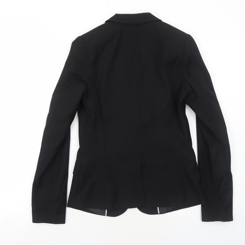 Gina Tricot Womens Black Polyester Jacket Blazer Size 6 - Five-Button Jacket Sleeve