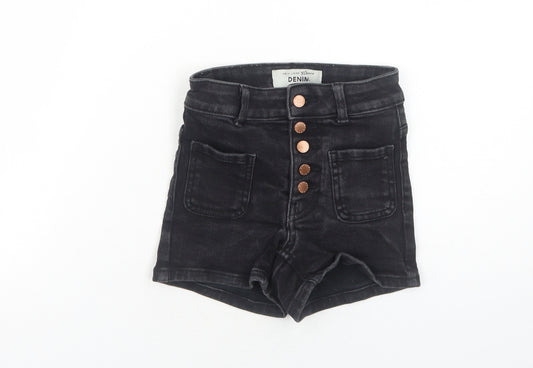 New Look Girls Black Cotton Hot Pants Shorts Size 9 Years Regular Buckle