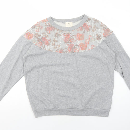 Pins & Needles Womens Grey Floral Polyester Pullover Sweatshirt Size M Pullover