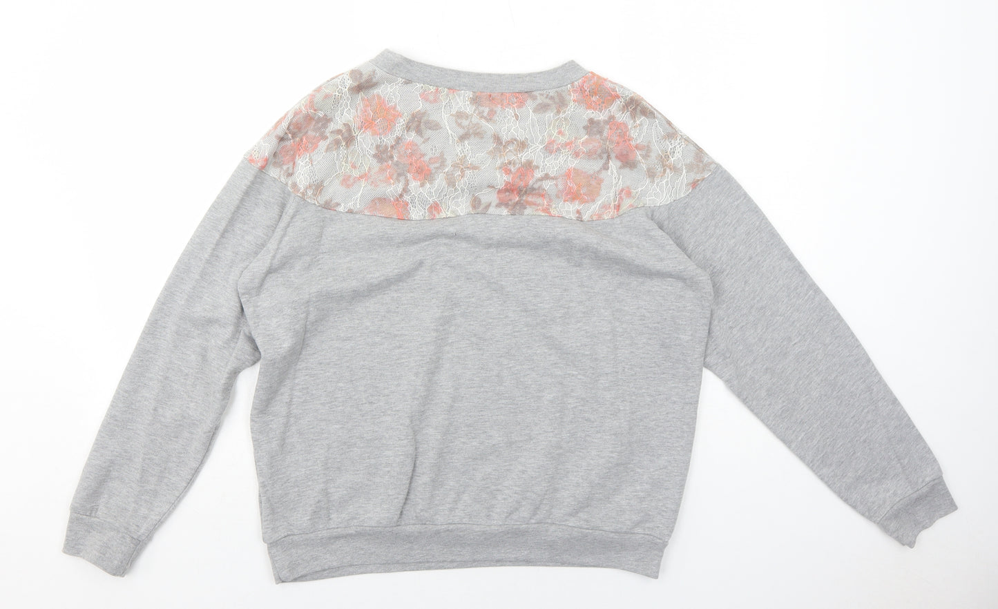 Pins & Needles Womens Grey Floral Polyester Pullover Sweatshirt Size M Pullover