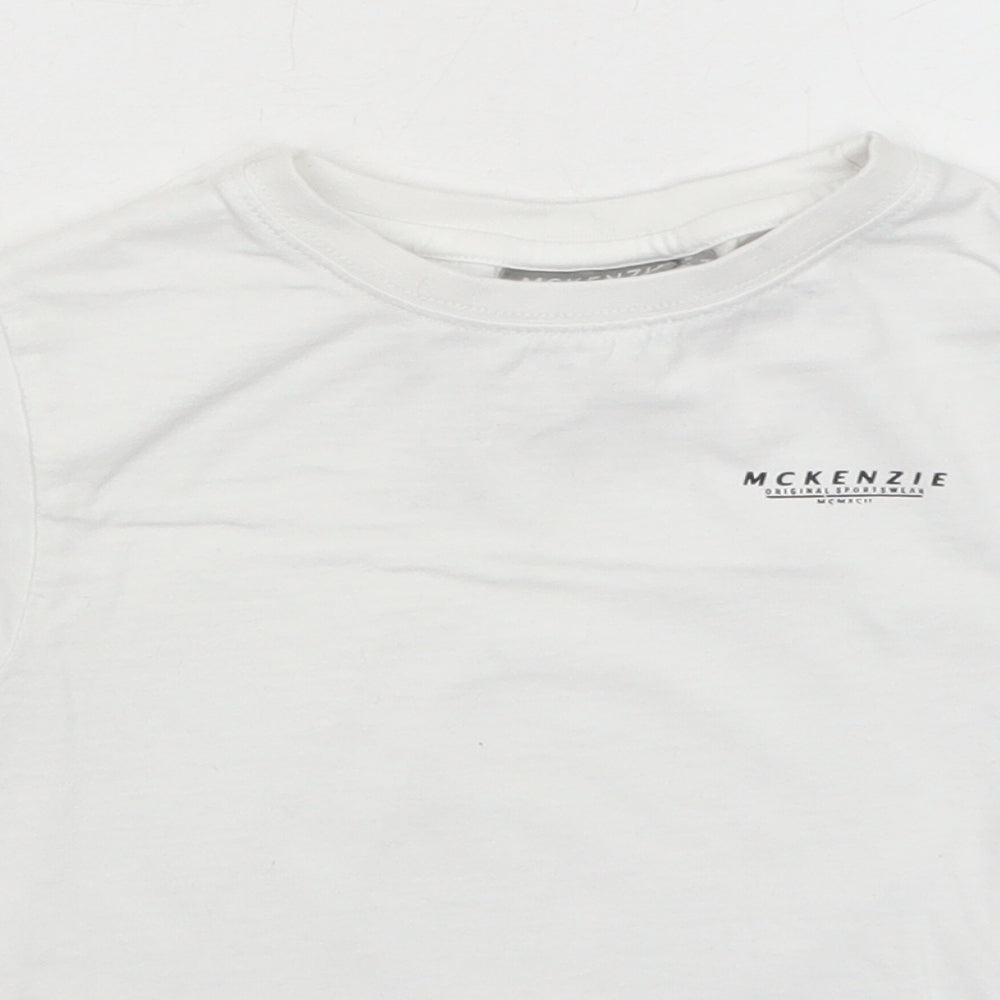 McKenzie Boys White Cotton Basic T-Shirt Size 6-7 Years Round Neck Pullover
