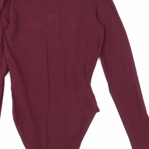 New Look Womens Purple Cotton Bodysuit One-Piece Size 10 Snap