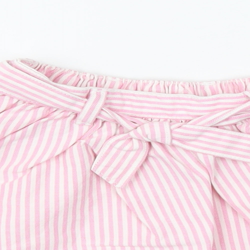 NEXT Girls Pink Striped Cotton Flare Skirt Size 3-4 Years Regular Pull On