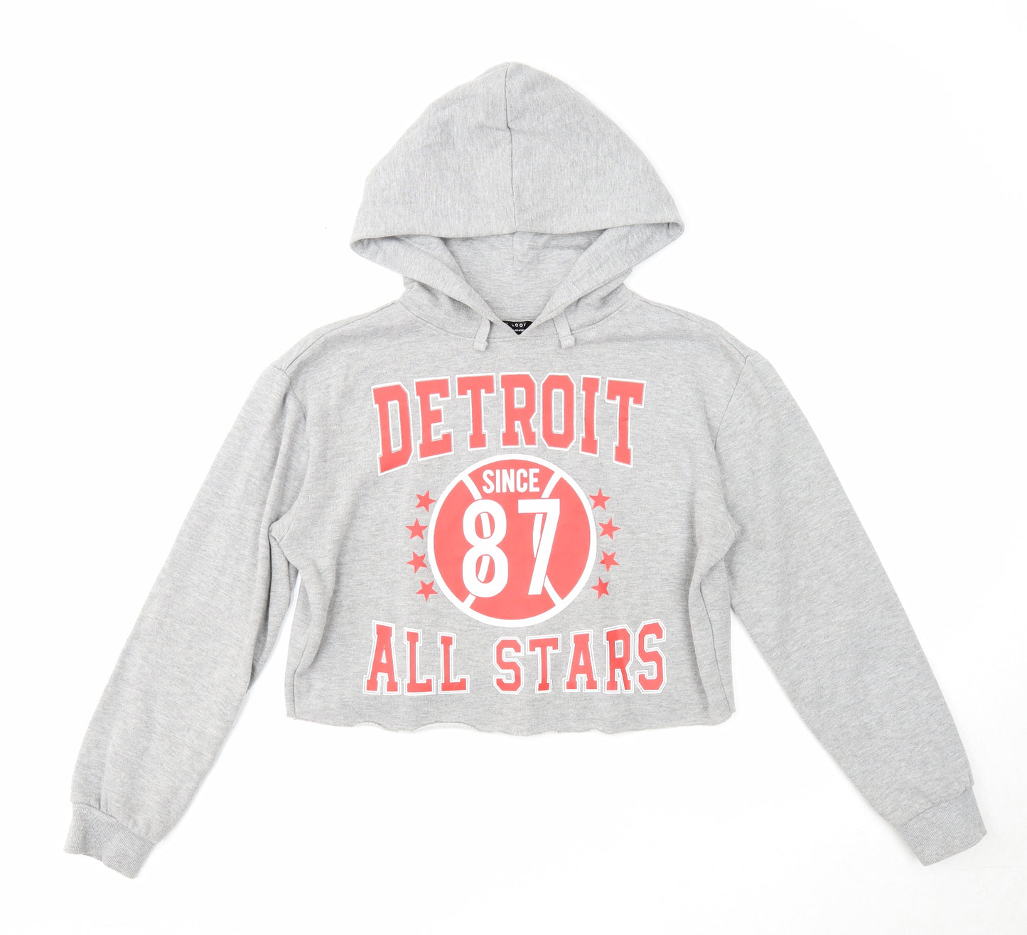 New Look Girls Grey Polyester Pullover Hoodie Size 12-13 Years Pullover - Detroit All Stars