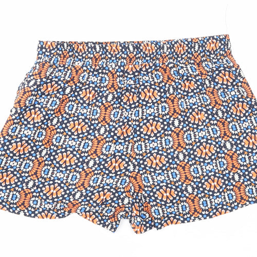 New Look Womens Multicoloured Geometric Viscose Basic Shorts Size 10 Regular Drawstring