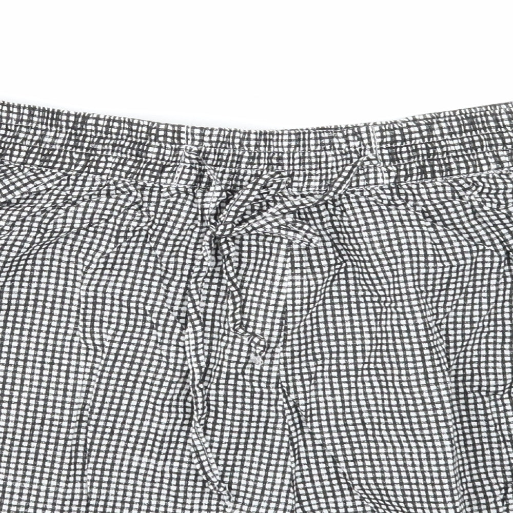 Boohoo Womens Black Check Cotton Basic Shorts Size 8 Regular Drawstring