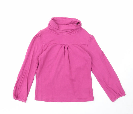 Vertbaudet Girls Pink Cotton Basic Blouse Size 6 Years Roll Neck Pullover