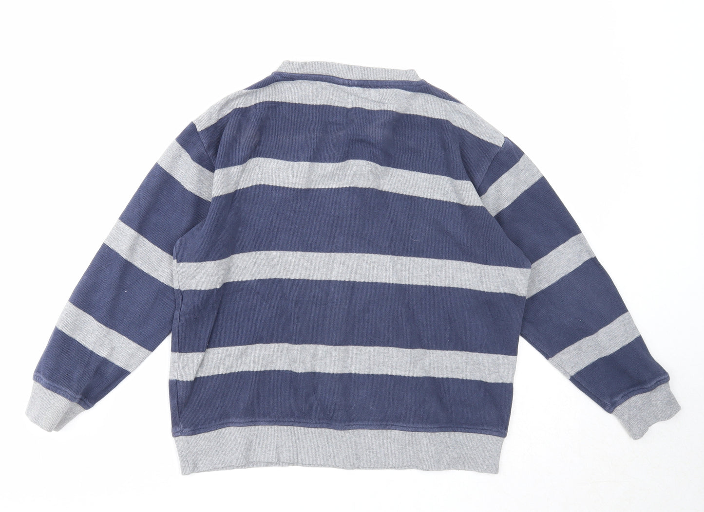 NEXT Boys Blue Round Neck Striped Cotton Pullover Jumper Size 10 Years Pullover