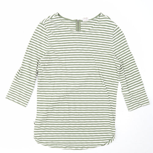 Merona Womens Green Striped Cotton Basic Blouse Size XL Round Neck