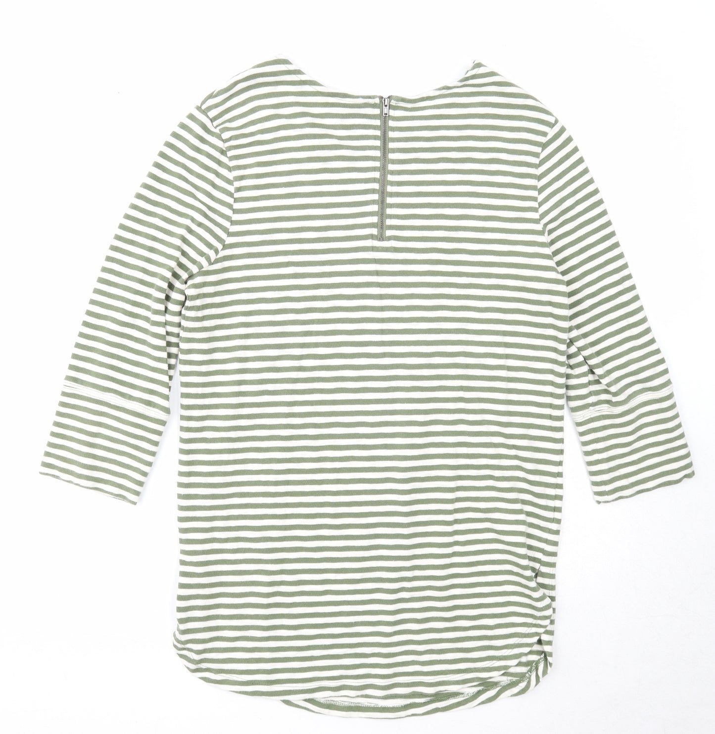 Merona Womens Green Striped Cotton Basic Blouse Size XL Round Neck