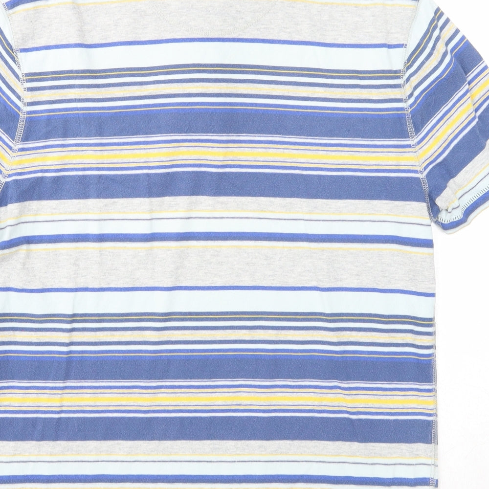 Marks and Spencer Mens Multicoloured Striped Cotton Polo Size M Collared Button