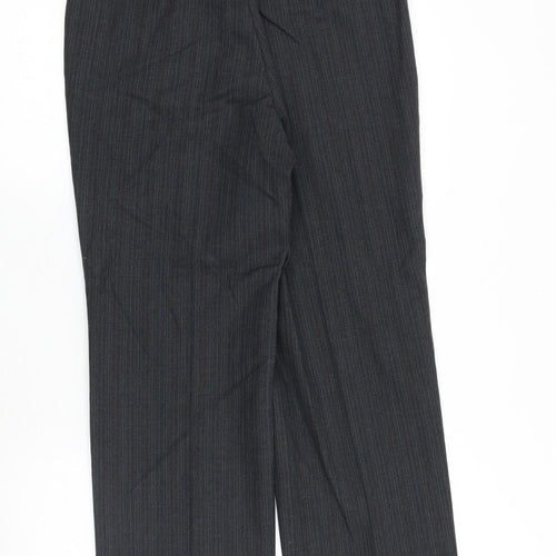 St Michael Mens Grey Striped Polyester Dress Pants Trousers Size 32 in Regular Zip