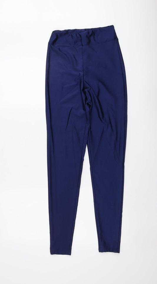 PRETTYLITTLETHING Womens Blue Polyester Chino Leggings Size 8 L28 in