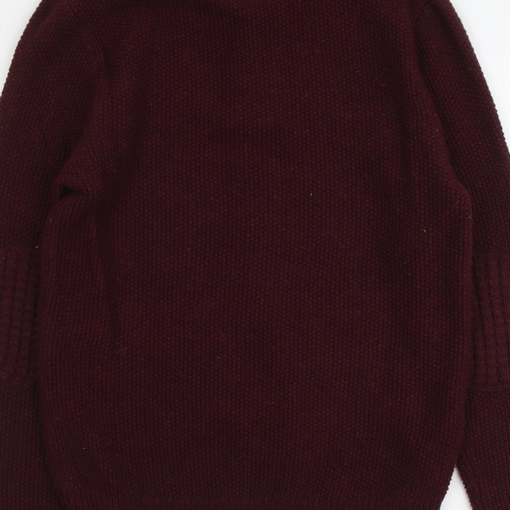 NEXT Mens Red V-Neck Acrylic Pullover Jumper Size S Long Sleeve