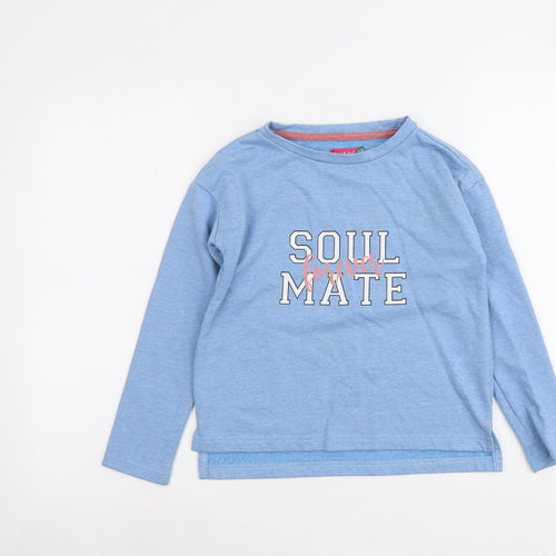 Lily&Dan Girls Blue Cotton Basic T-Shirt Size 9-10 Years Round Neck Pullover - Soul Mate Forever