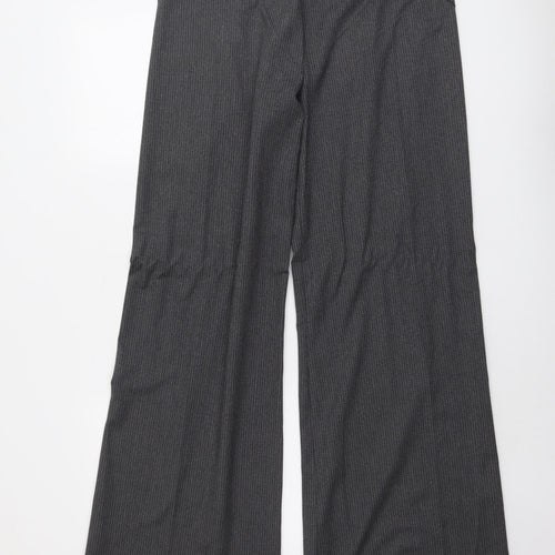 Nougat Womens Grey Striped Polyester Dress Pants Trousers Size L L32 in Regular Zip
