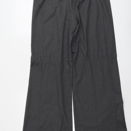 Nougat Womens Grey Striped Polyester Dress Pants Trousers Size L L32 in Regular Zip