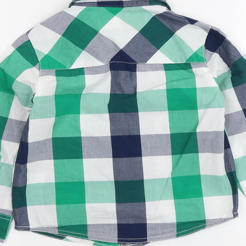 True Dudes Boys Green Plaid Cotton Basic Button-Up Size 4-5 Years Collared Button