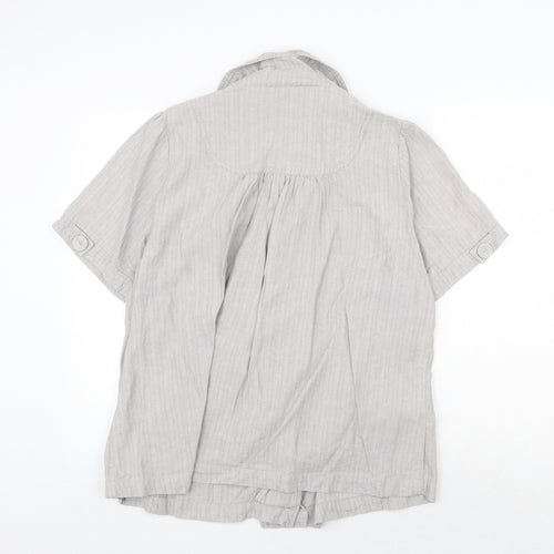 Evans Womens Grey Linen Basic Blouse Size 18 Collared