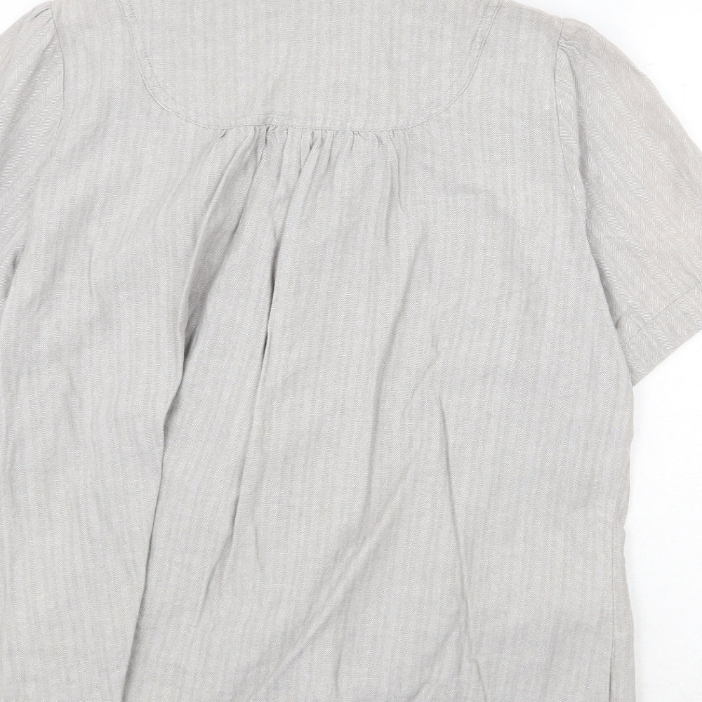 Evans Womens Grey Linen Basic Blouse Size 18 Collared