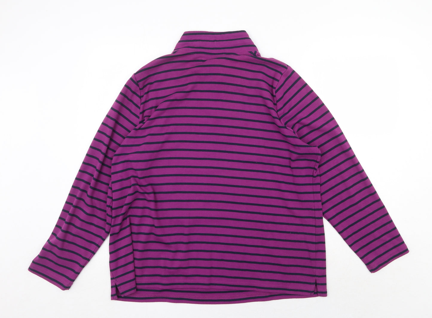 Bonmarché Womens Purple Striped Polyester Pullover Sweatshirt Size L Button
