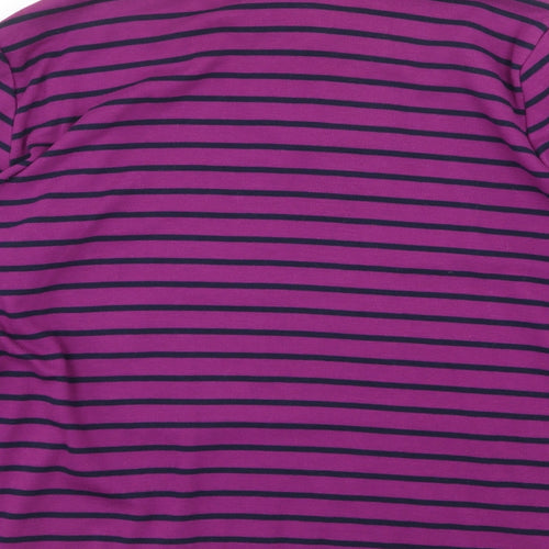 Bonmarché Womens Purple Striped Polyester Pullover Sweatshirt Size L Button