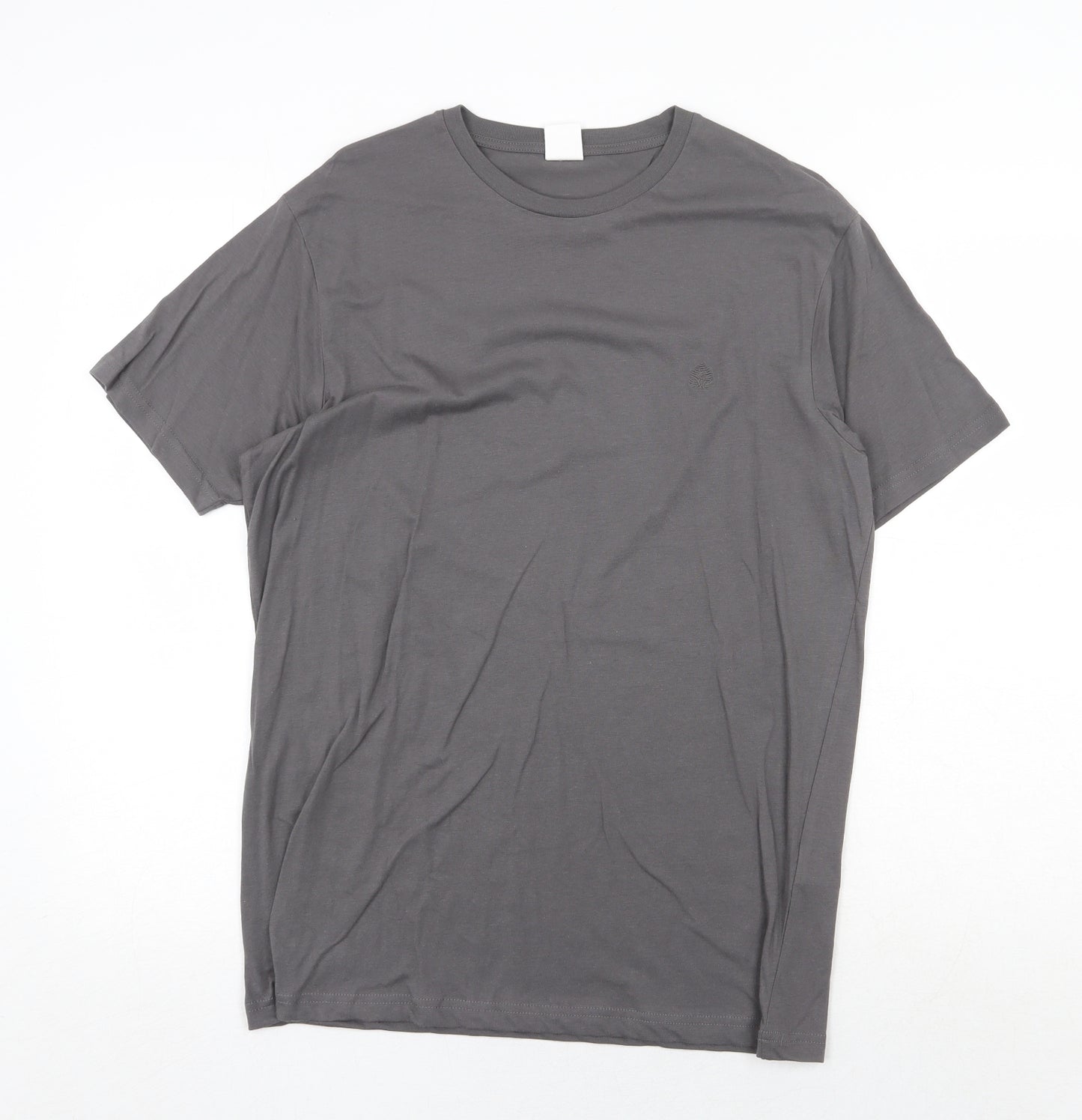 Springfield Mens Grey Cotton T-Shirt Size M Round Neck