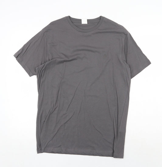 Springfield Mens Grey Cotton T-Shirt Size M Round Neck