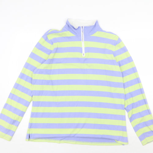 Sport Savvy Womens Multicoloured Striped Cotton Pullover Sweatshirt Size L Zip