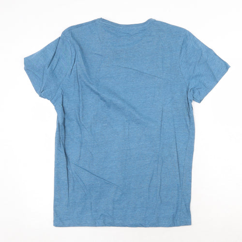 Springfield Mens Blue Cotton T-Shirt Size S Round Neck