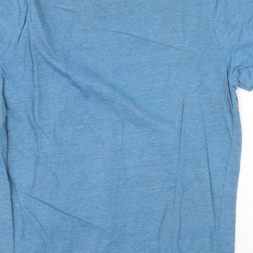 Springfield Mens Blue Cotton T-Shirt Size S Round Neck