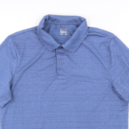 32 Degrees Mens Blue Polyester Polo Size M Collared Button