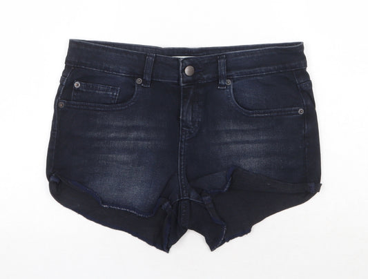 Topshop Womens Blue Cotton Cut-Off Shorts Size 30 in Regular Zip