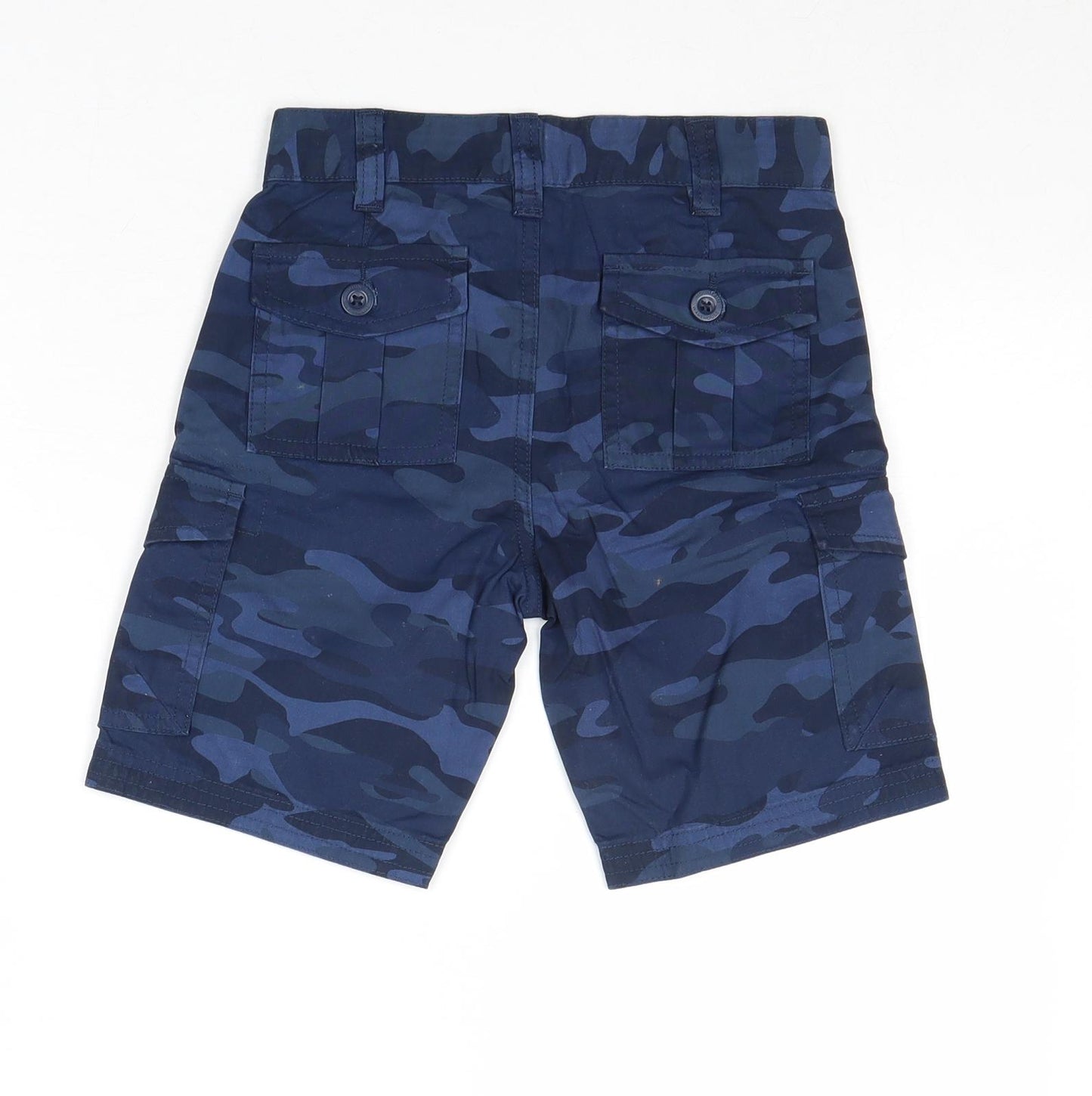 Mountain Warehouse Boys Blue Camouflage Cotton Cargo Shorts Size 5-6 Years Regular Buckle - Waist 24